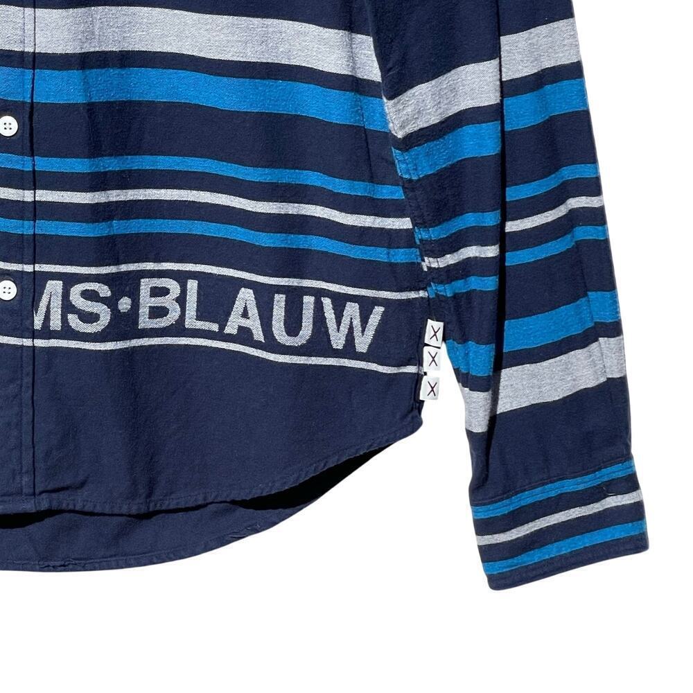 SCOTCH & SODA Men’s Amsterdams Blauw Wool Blend Striped Flannel Shirt - Picture 3 of 6
